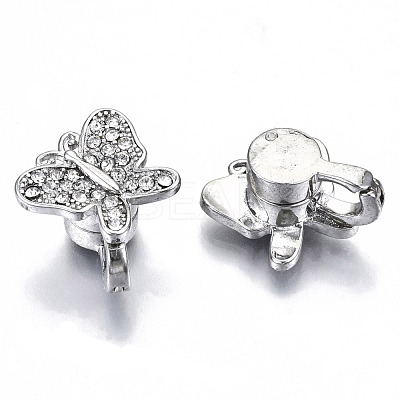Brass Micro Pave Clear Cubic Zirconia Magnetic Clasps KK-N232-141P-NF-1
