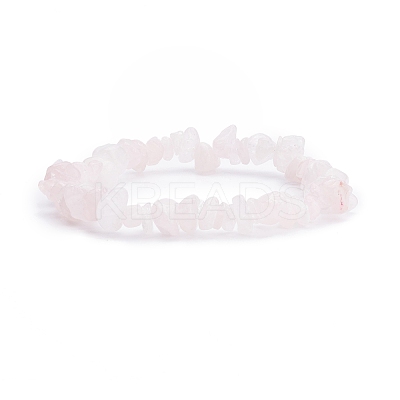 Natural Rose Quartz Chips Beaded Jewelry Set SJEW-JS01232-06-1