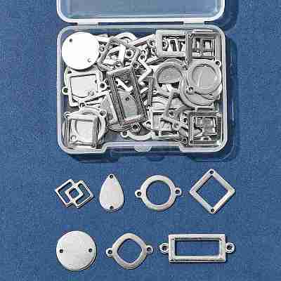 64Pcs 8 Styles 304 Stainless Steel Geometric Links/Connectors STAS-FS0002-02-1