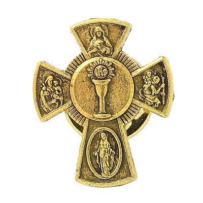 Cross Alloy Black Enamel Pins Brooches LS-JEWB-M049-01AG-02-1