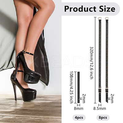 4 Sets Imitation Leather Women's Adjustable Detachable Anti-Loose Shoe Straps for High Heels AJEW-OC0013-18-1