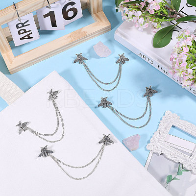 4Pcs Bee Alloy Hanging Chain Brooch FIND-CA0011-13AS-1