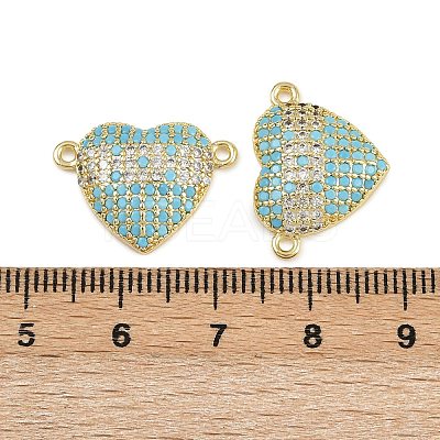 Brass Micro Pave Cubic Zirconia Heart Connector Charms KK-C114-26A-G-1