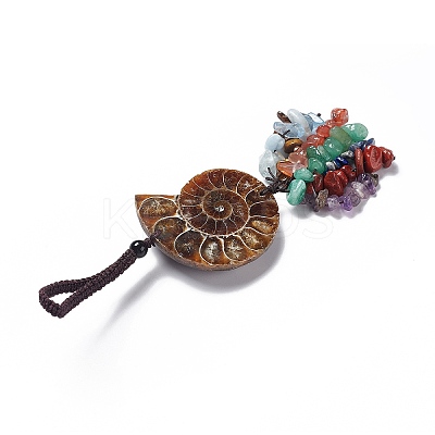 Natural Mixed Gemstone Chips Big Pendant Decotations HJEW-A006-01-1