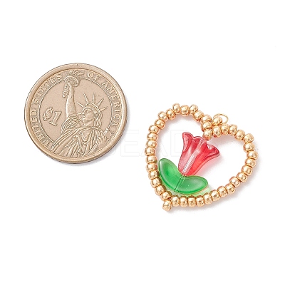 MIYUKI Glass Seed Beaded Heart and Flower Pendants PALLOY-MZ01079-02-1