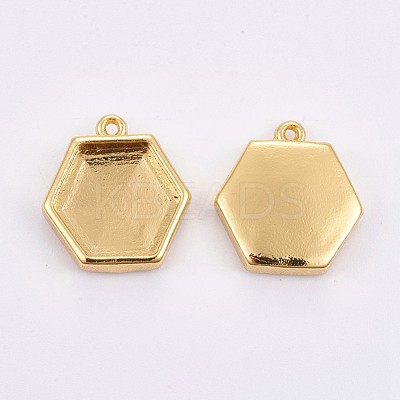 Brass Pendant Cabochon Settings KK-F748-09G-1