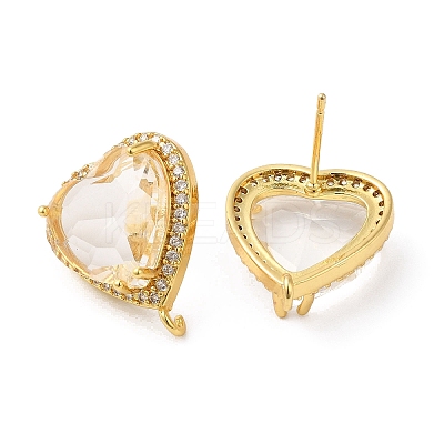 Rack Plating Brass Rhinestone Stud Earring Finding KK-C023-03D-1