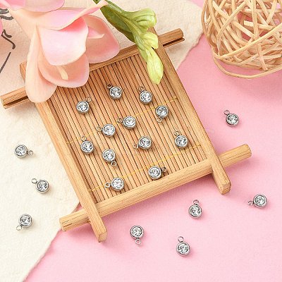 20Pcs 201 Stainless Steel Rhinestone Charms STAS-YW0002-02A-1