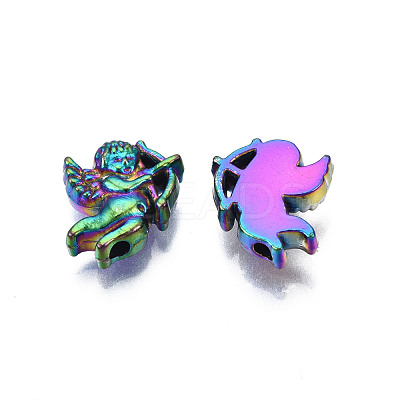 Rack Plating Rainbow Color Alloy Beads PALLOY-S180-330-1