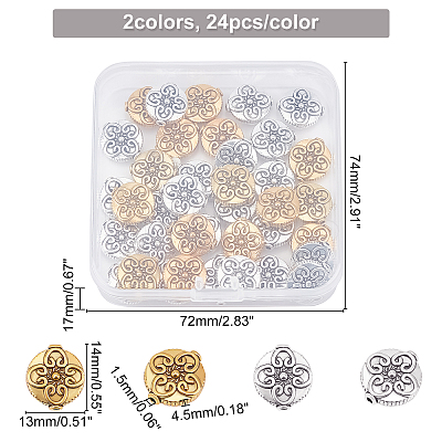 48Pcs 2 Colors Tibetan Style Alloy Beads FIND-CA0003-07-1