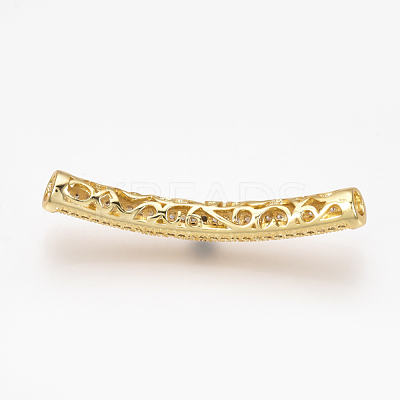 Brass Micro Pave Cubic Zirconia Tube Beads ZIRC-T004-75G-1