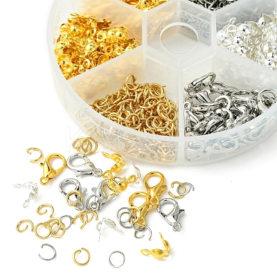 DIY Zinc Alloy Lobster Claw Clasps & 304 Stainless Steel Open Jump Rings & Brass Bead Tips Making Findings Kits DIY-FS0006-92-1