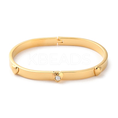 Heart 304 Stainless Steel Hinged Bangles for Women BJEW-K263-01G-1