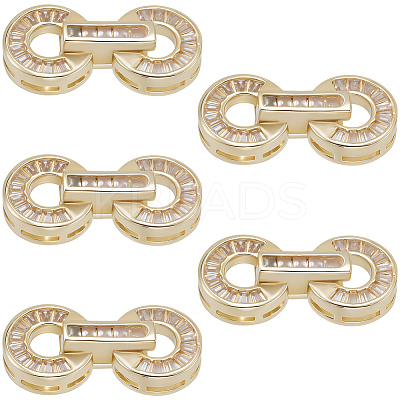 6 Sets Brass Pave Clear Cubic Zirconia Fold Over Clasps KK-BBC0021-36-1