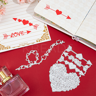 Valentine's Day Theme Heart Carbon Steel Cutting Dies Stencils Set DIY-CP0009-55-1