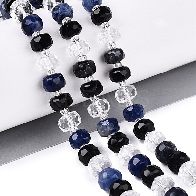 Natural Obsidian & Sodalite & Quartz Crystal Beads Strands G-Q614-03A-04-1
