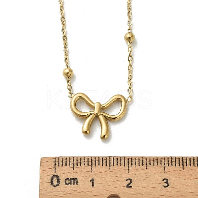 304 Stainless Steel Bowknot Pendant Necklaces for Women LS-NJEW-C088-01G-1