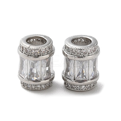 Brass Micro Pave Cubic Zirconia European Beads KK-F872-03P-1
