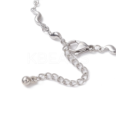 304 Stainless Steel Wave Link Chain Anklets AJEW-AN00641-02-1