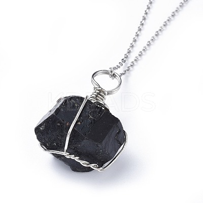 Natural Tourmaline Pendant Necklaces NJEW-JN02424-1