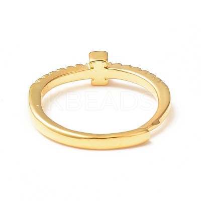 Clear Cubic Zirconia Initial Letter Adjustable Ring RJEW-C052-01G-I-1