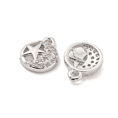 Brass Micro Pave Clear Cubic Zirconia Charms KK-Z044-18P-1