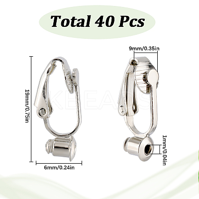 40Pcs Brass Clip-on Earring Converters Findings KK-SC0004-70P-1
