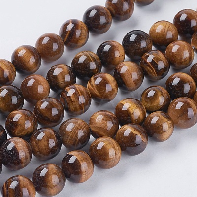 Nattural Tiger Eye Beads Strands G-GSR12mmC014-A-1