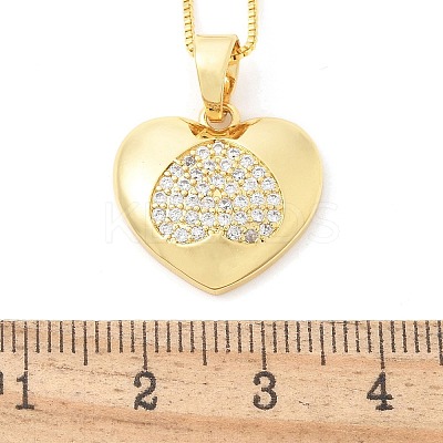 Brass Micro Pave Clear Cubic Zirconia Pendant Necklaces for Women NJEW-M084-02G-03-1