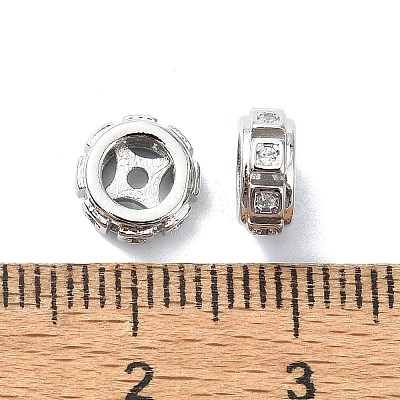 Rack Plating Brass Micro Pave Clear Cubic Zirconia Beads KK-U014-07P-1