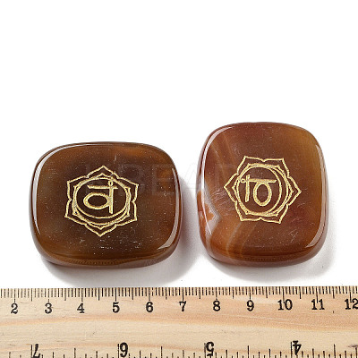 Natural Carnelian Rectangle with Chakra Sign Figurines Display Decorations DJEW-K025-02A-1