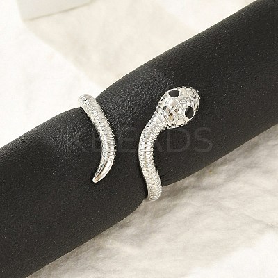 304 Stainless Steel Black Enamel Cuff Rings for Women LS-RJEW-G338-05P-1