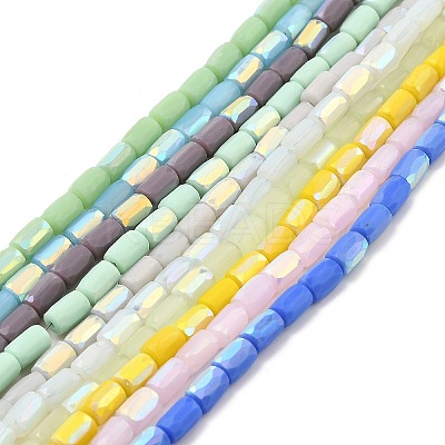 Frosted Imitation Jade Glass Beads Strands GLAA-P058-07A-1