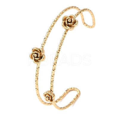 304 Stainless Steel Cuff Bangles for Women BJEW-P377-03G-1