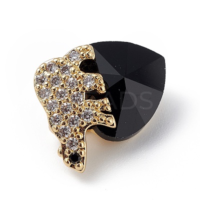 Real 18K Gold Plated Rack Plating Brass Micro Pave Clear Cubic Zirconia Pendants KK-C015-06G-07-1