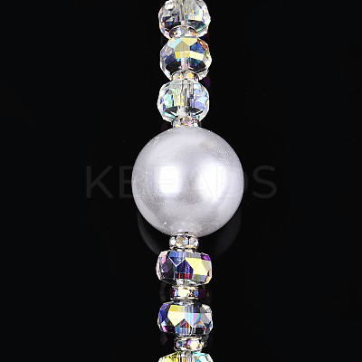 Acrylic & Glass & ABS Plastic Pearl & Alloy & Polymer Clay Pave Rhinestone Beads Strands MAK-T011-08B-1