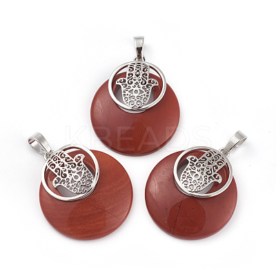 Natural Red Jasper Pendants KK-F751-K-A05-1