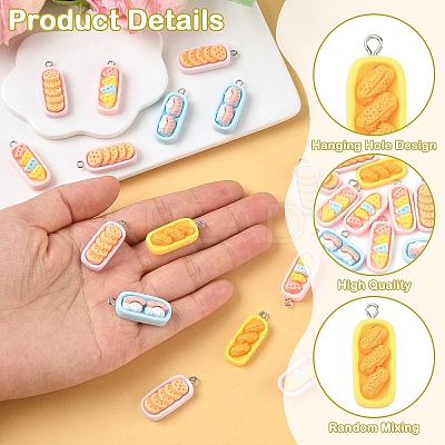 15Pcs Oval Imitation Food Opaque Resin Pendants RESI-YW0005-07-1