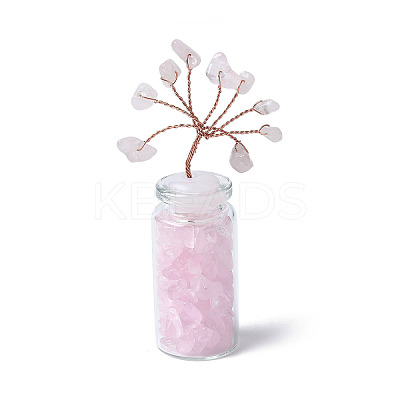 Natural Rose Quartz Chips Tree Decorations DJEW-P021-E01-1