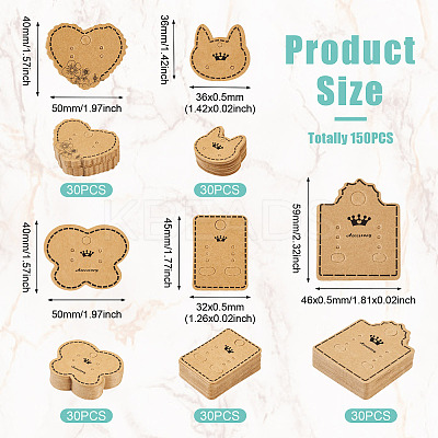 150Pcs 5 Styles Kraft Paper Earring Display Cards DIY-TA0006-04-1