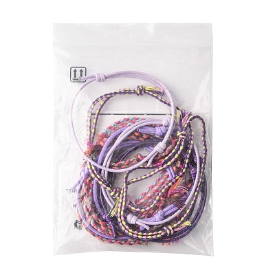 14Pcs 7 Colors Cotton Cord Bracelet Set for Men Women BJEW-FS00025-05-1