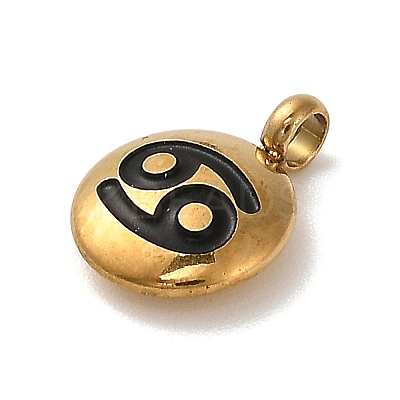 304 Stainless Steel Black Enamel Charms LS-STAS-R009-02G-04-1