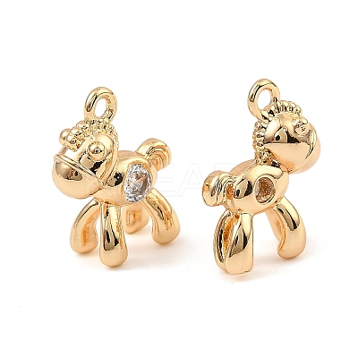 Brass Micro Pave Clear Cubic Zirconia Charms KK-C155-25G-1