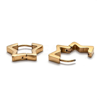 304 Stainless Steel Star Huggie Hoop Earrings STAS-J033-07G-1