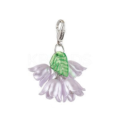 7Pcs Flower ABS Plastic Imitation Pearl & Acrylic Pendant Decorations HJEW-JM02882-1