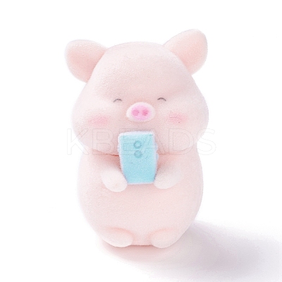 Flocky Resin Miniature Pig Figurines AJEW-Z007-06-1