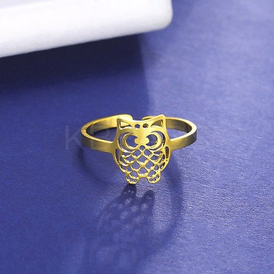304 Stainless Steel Open Cuff Rings LS-RJEW-H213-01G-1