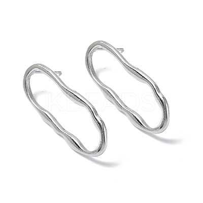 Non-Tarnish 304 Stainless Steel Twist Hollow Oval Stud Earrings for Women LS-EJEW-F300-05P-1