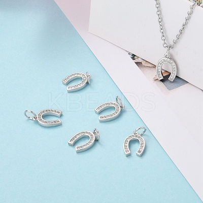 CZ Brass Micro Pave Cubic Zirconia Horse Shoe Charms ZIRC-L018-13P-1
