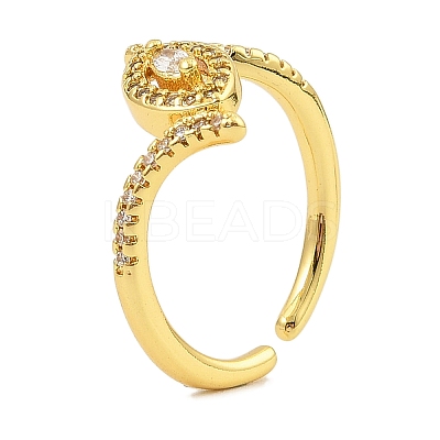 Brass Micro Pave Cubic Zirconia Cuff Rings for Women RJEW-S392-16G-1